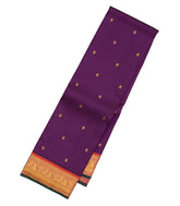 Dark Magenta Handloom Kanchipuram Silk Saree With Kamalam Buttas-KA12649
