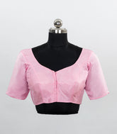 Baby Pink Blended Silk Ready Made Blouse With V Neck and Front Open Style-RB5219