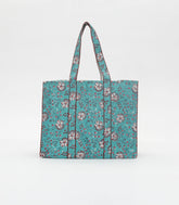 Cyan Bagru Printed Handmade Cotton Quilted Tote Bag-ACS1025