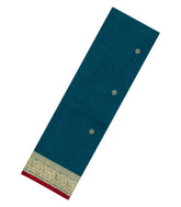 Cyan Handloom Kanchi Cotton Saree With Floral Buttas-KC1834