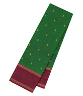 Green Handloom Kanchipuram Silk Saree With Zari Checks & Buttas-KA15737