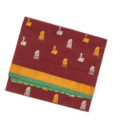 Maroon Handloom Venkatagiri Cotton Saree With Annam & Mango Buttas