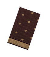 Black Handloom 9 Yards Silk Cotton Saree With Zair Checks & Buttas-SC4098