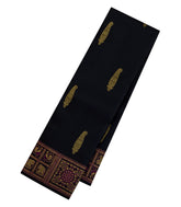 Black Handloom Kanchipuram Silk Saree With Bomkai Border & Pallu-KA15400