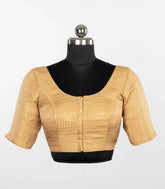 Gold Chevron Brocade Tissue Silk Blouse-RB5275