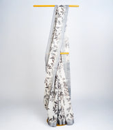 White Woven Synthetic Linen Saree With Printed Floral Motifs-BL3704