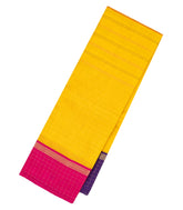 Yellow Handloom Soft Silk Saree With Stripes & Ganga Jamuna Border-SO4298