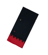 Black Handloom Bengal Cotton Saree With Buttas & Temple Border-BG1975