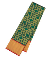 Dark Green Handloom Korvai Kanchipuram Silk Saree With Floral Zari Motifs-KA16166