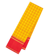 Yellow Handloom Korvai Kanchipuram Silk Saree With Silk Checks-KA15920