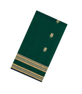 Dark Green Handloom Silk Cotton Saree With Buttas-SC4324