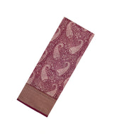 Burgundy Printed Chanderi Cotton Saree With Zari Border-CC1519