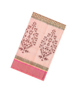 Light Peach Handloom Rajkot Patola Ikat Silk Saree With Tie & Dye Floral Motifs-IK0481