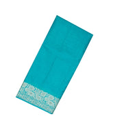 Turquoise Woven Tussar Silk Saree With Meena Floral Border-TU2971