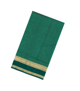Sea Green Handloom Silk Cotton Saree With Checks & Zari Border-SC4810