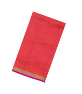 Orange Handloom Uppada Silk Saree With Meena Buttas & Contrast Border-UP0360