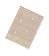 Taupe Woven Blended Organza Saree With Embroidered Floral Motifs-BL4372