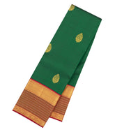 Dark Green Handloom Korvai Kanchipuram Silk Saree With Zari Buttas-KA16718
