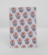 White 9 X 6 Inch Bagru Dabu Block Printed 96 Page Handmade Notebook-ACS1012