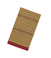 Beige Woven Bengal Cotton Saree With Stripes & Contrast Border-BG1884