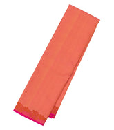 Peach Handloom Kanchipuram Silk Saree With Chevron Motifs-KA13327