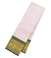 White Handloom Korvai Kanchipuram Silk Saree With Parrot Buttas-KA16171