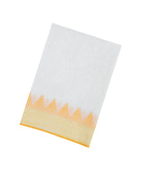 White Woven Linen Saree With Contrast Temple Border-LI0720