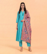 Aqua Blue Kurta Set with Pink Dupatta-RC5626
