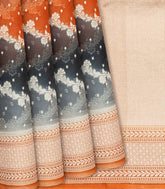 Orange Handwoven Banarasi Organza Rangkat Saree With Floral Vine Motifs-Orange