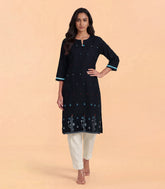 Black Jamdani Motif Kurta-RC5704