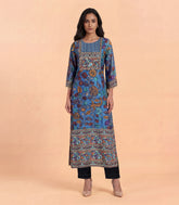 Blue Printed Kalamkari Kurta-KR0875