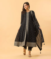 Black Embroidered Festive Anarkali