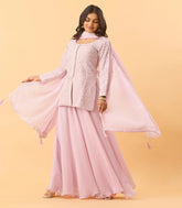 Pastel Pink Embroidered Festive Sharara Set