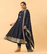 Indigo Blue Festive Embroidered Anarkali Set