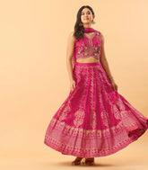 Festive Pink Lehenga With Intricate Gold Prints