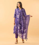 Violet Festive Floral Printed Kurta Set