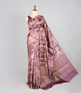 Pink Woven Synthetic Dola Silk Saree With Checks & Printed Motifs - BL4671