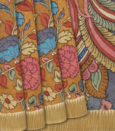 Beige Handloom Chanderi Cotton Saree With Hand painted Motifs-Beige