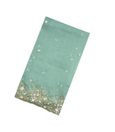 Turquoise Woven Organza Saree With Embroidered Mirror Work & Floral Motifs-EN1809