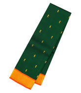 Bottle Green Handloom Korvai Kanchipuram Silk Saree With Zari Buttas-KA16558