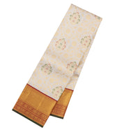 Off White Handloom Korvai Kanchipuram Silk Saree With Meena Floral Motifs-KA16560