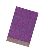 Magenta Printed Silk Saree With Paisley Motifs & Contrast Border-PS0970