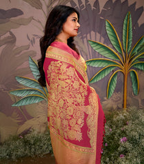 Pastel Green Handloom Natural Dyed Silk Saree With Tree of Life Pallu