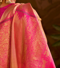 Pink Handloom Silk Saree With Annam Chakaram Motifs