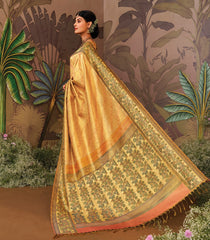 Gold Handloom Tissue Silk Saree With Floral Vine Motifs