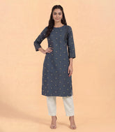 Deep gray polka dot kurta-RC5736