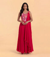 Deep Pink Festive Printed Corset Sharara Set-RC5643