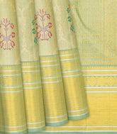 Light Blue Handloom Kanchipuram Tissue Silk Saree With Meena Floral Motifs-Light Blue