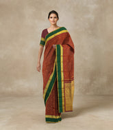 Aquamarine Blended Organza Saree With Floral Motifs-Aquamarine