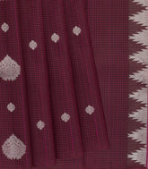 Magenta Handloom Kanchipuram Silk Saree With Floral Butta-Magenta